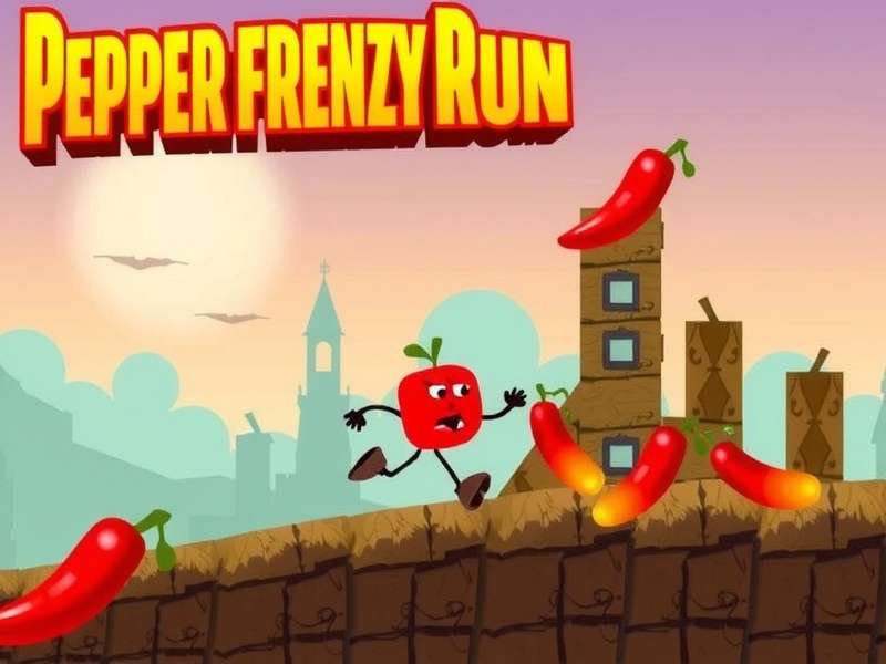 Pepper Frenzy Run gameplay screenshot showing a character running through spicy obstacles